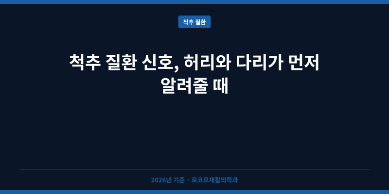 척추 질환 신호, 허리와 다리가 먼저 알려줄 때